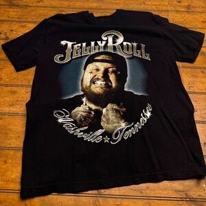 Jelly Roll Nashville Tennessee Beautifully Broken Tour 2024 Black Shirt Medium